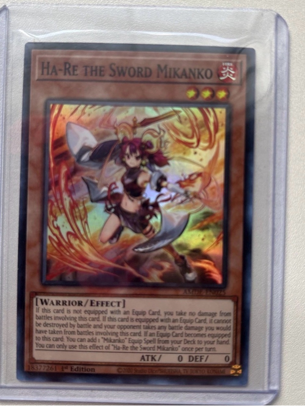 Ha-Re the Sword Mikanko - Holographic Orange/Red Trading Card
